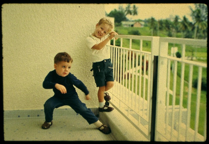 John (on the left) eyeing a big jump