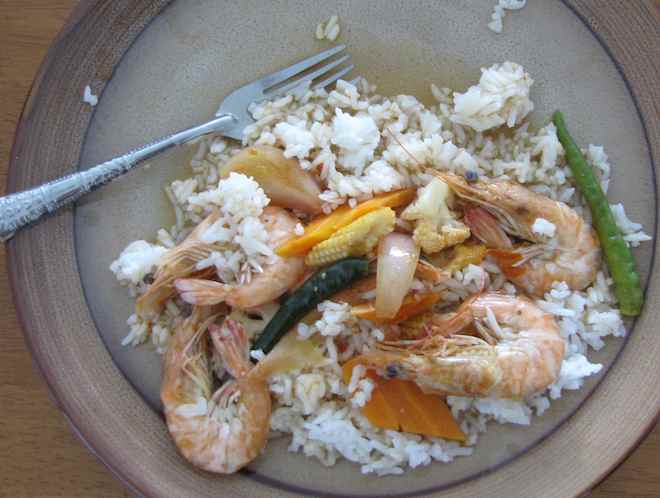 photo of my mean with full prawns