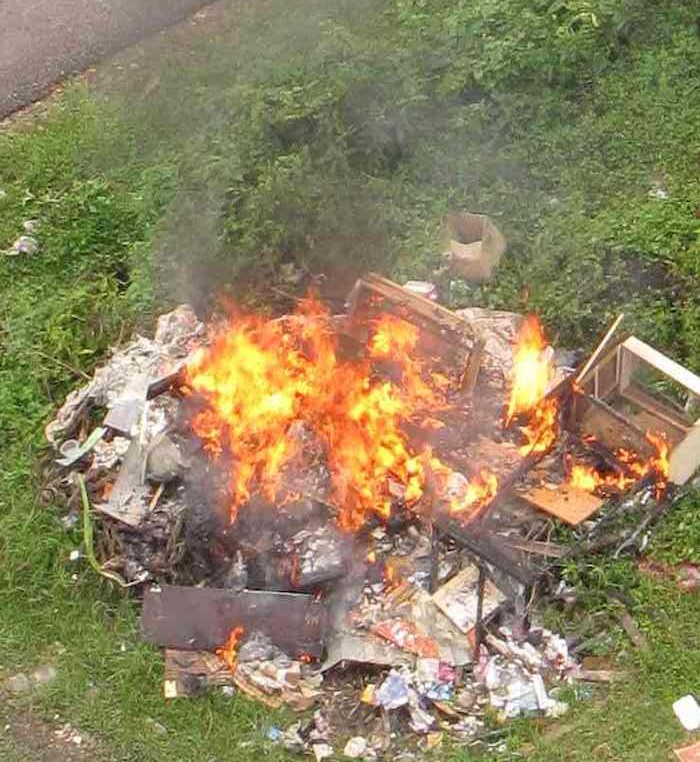 photo of a burning trash pile in Johor Bahru