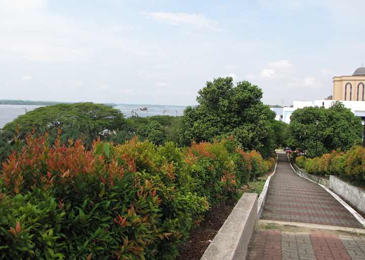view of Johor Straits from Sultan Abu Baker Mosque