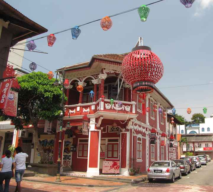 photo of red house and laterns