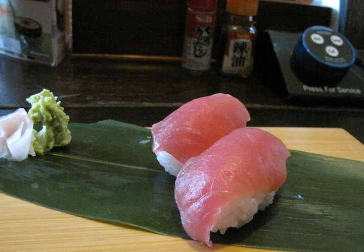 photo of two pieces of sushi