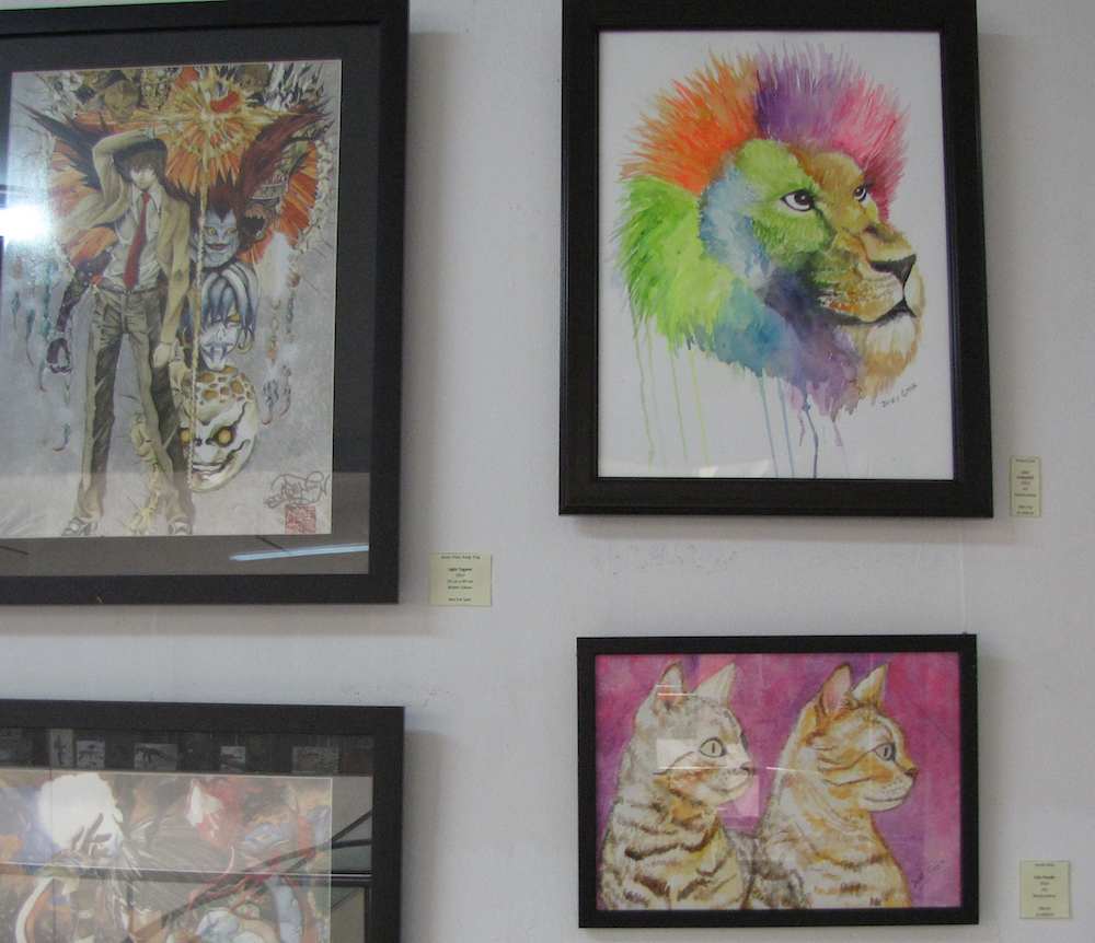 painting of a lion with a colorful mane