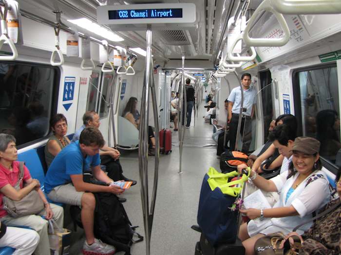 photo inside Singapore MRT train